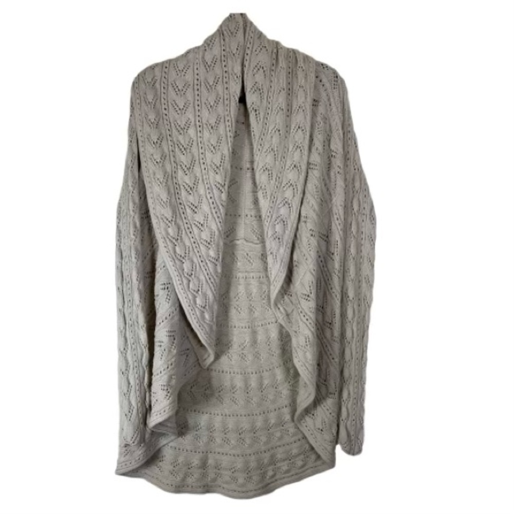 CAbi Cardigan Sweater Women's Large Oatmeal Waterfall Circle Open Front #720